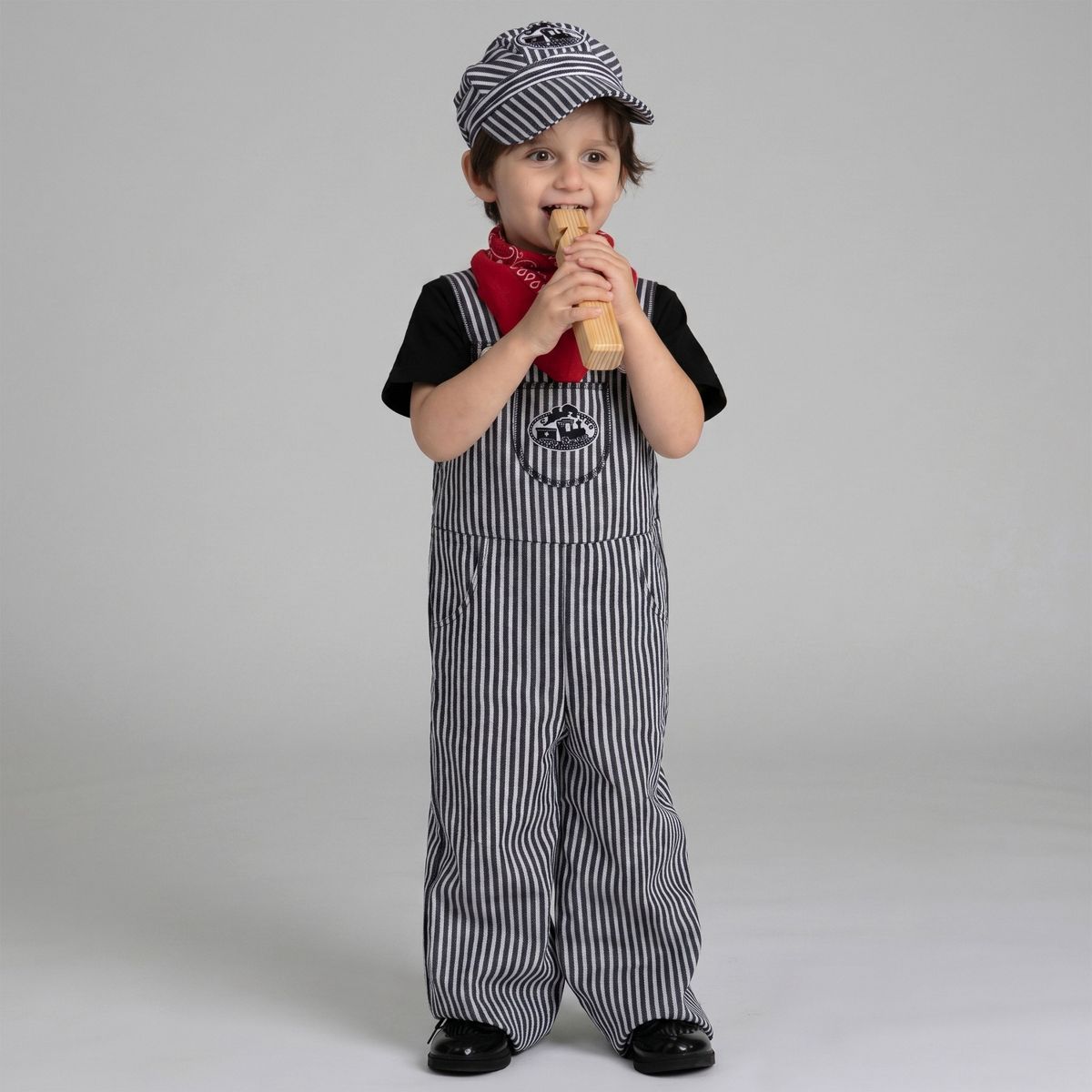 Joyfy Halloween Costume Train Engineer Suit for Kids, Conductor Overalls with Hat & Whistle – Unisex Driver Set for Toddler Dress Up Party
