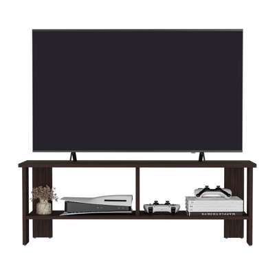 GlasFlength TV Stands and Consoles TV Console Table TV Center TV Stand with Open Storage Shelves for Living Room, Brown, 12.2"*47.3"*47.3"