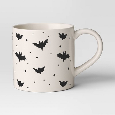 16oz Halloween Stoneware Mini Bat Pattern Mug - Hyde and EEK! Boutique™: Dishwasher-Safe Drinkware for Hot or Cold Beverages