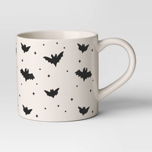 16oz Halloween Stoneware Mini Bat Pattern Mug - Hyde and EEK! Boutique™: Dishwasher-Safe Drinkware for Hot or Cold Beverages - 1 of 3
