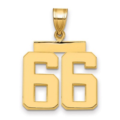 Black Bow Jewelry 14k Yellow Gold, Athletic Collection Medium Polished Number 66 Pendant