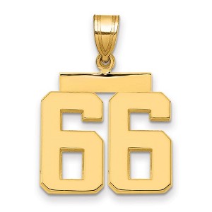 Black Bow Jewelry 14k Yellow Gold, Athletic Collection Medium Polished Number 66 Pendant - 1 of 3