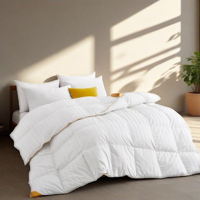 Puredown All Season White Down Comforter with Sewn-through Box Construction