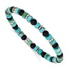 Chisel Stainless Steel Polished 6.30mm Marine-Green Emperor and Onyx Beaded 8" Stretch Bracelet - 2 of 4