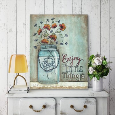 Enjoy the Little Things Floral Mixed Media Canvas Art