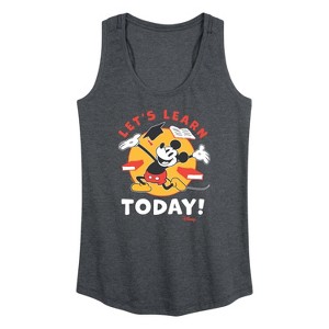Women's Disney Lets Learn Today Graphic Racerback Tank - Heather Charcoal - X-Large - 1 of 4