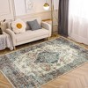 Kumasinova Vintage Boho Area Rug, Washable Rug with Floral Pattern, Faux Cashmere Living Room Rug, Non-Slip Rugs, Stain-Resistant Door Mat - 2 of 4