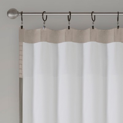 Ivory and Taupe Faux Silk Light-Filtering Curtain Panel