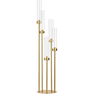 42.5-inch Golden Floor Lamp, High Metal Candlestick Flower, with Acrylic Lampshade, Suitable for Weddings, Birthday Parties, Home Decoration - 1 of 1