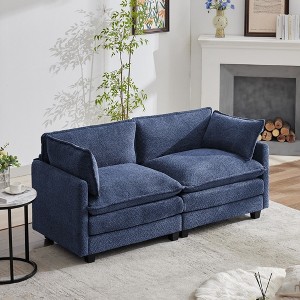 HYLEORY 76.8" Loveseat Sofa for Living Room, Modern 2 Seater Circle Velvet Sofa Couch for Bedroom Office - 1 of 4