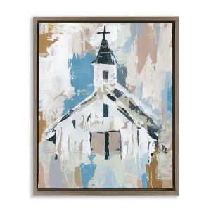 Stupell Industries Distressed Country Church Abstract Floating Frame Canvas Art - 1 of 4