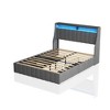 CAVINAS Full Bed Frame with LED,Upholstered Bed with 4 Under-bed Portable Storage Drawers,Platform Beds with Wings Headboard for Bedroom - 4 of 4