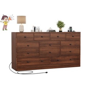 Jojoka Wide 12 Drawer Dresser with Power Strip, Wooden Clothes Storage Chest for Bedroom, Hallway, Closet, Organizer Cabinet - 1 of 4