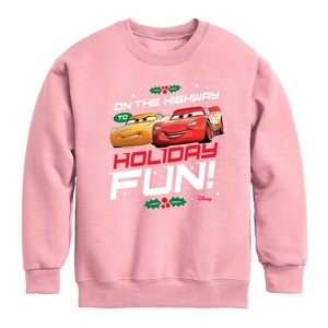 Boys' - Disney - On The Highway To Holiday Fun Graphic Long Sleeve Fleece Sweatshirt - 1 of 4