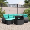 vidaXL Patio Sofa Set with Cushions and Table Outdoor 7 Piece Poly Rattan - Black without storage - 2 of 4
