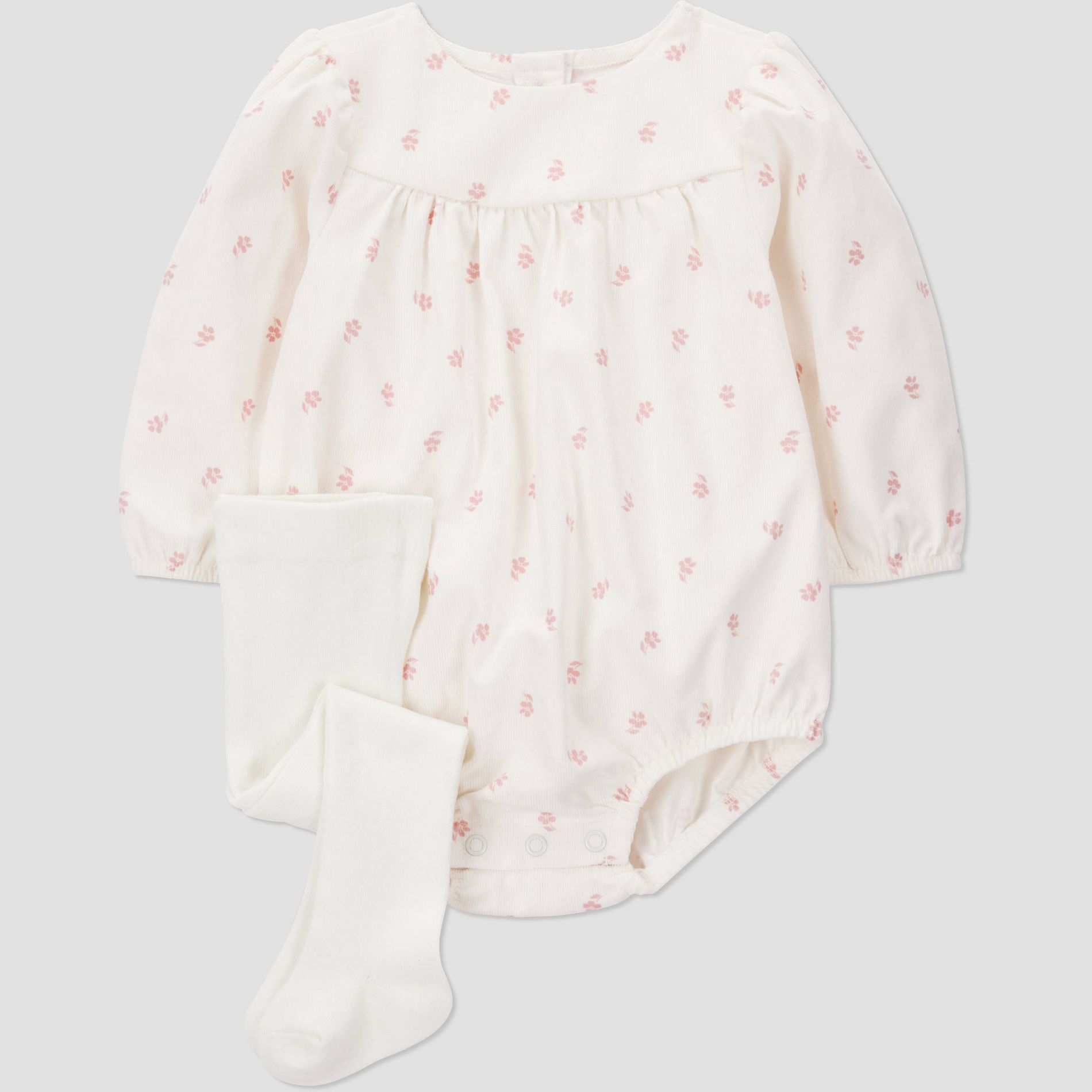 Carter's Just One You® Baby Girls' 2pc Floral Romper with Tights Set - Cream