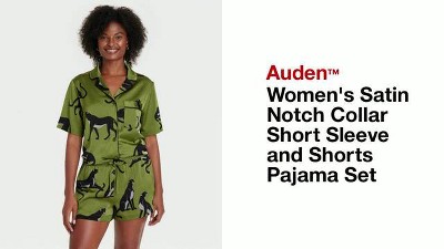 Women's Satin Notch Collar Short Sleeve and Shorts Pajama Set - Auden™, 2 of 8, play video