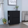 TIRAMISUBEST Black Bar Cart with Storage - 2 Pull-Down Door Cabinets and 2 Open Shelves for Organizing Glassware and Bar Essentials - 2 of 4