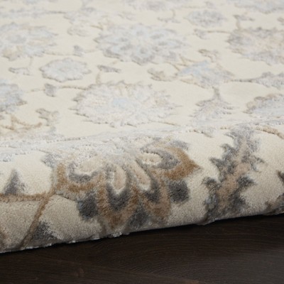 Grand Villa Cream and Gray Synthetic Medallion Area Rug