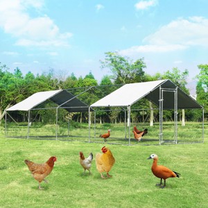 Costway Walk In Chicken Coop Run House Shade Cage 10' X 26' w/Roof Cover - 1 of 4