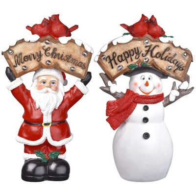 Yescom Christmas Tabletop Decoration Snowman & Santa Claus for Theme Wedding Home Party 2Packs Red White