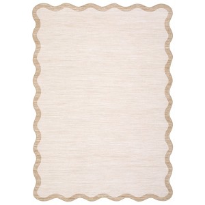 Modern Scalloped Living Room Rugs, Washable Solid Soft Bedroom Carpet Non Slip, Indoor Contemporary Home Decor Rugs - 1 of 4