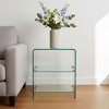 HomeRoots 18" Clear Glass Floor Shelf End Table With Two Shelves - 2 of 4