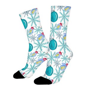 Watercolor Mittens And Snowflakes Women Printed Crew Socks Funny Funky Socks Soft Polyester Novelty Gifts for Artists Men - 1 of 1