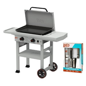 LoCo Cookers 2-Burner Flat Top Propane Grill, Portable & Outdoor, w/ Griddle Cooking Kit - 1 of 4