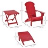 3-Piece Folding Adirondack Chair with Ottoman and Side Table, Outdoor Wooden Fire Pit Chairs w/ High-back, Wide Armrests for Patio, Garden - 3 of 4