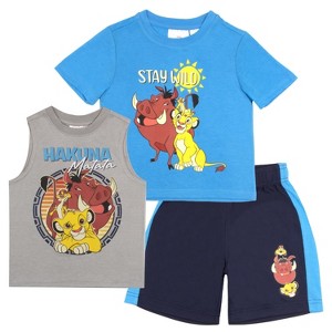 Disney Lion King Boys Short Sleeve T-Shirt, Tank Top and Shorts 3-Piece Set - 1 of 4