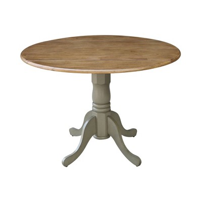 Casual Round Wood Extendable Dining Table in Distressed Hickory