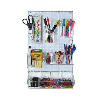 Clear Frosted High-Impact Styrene Pegboard Wall Organizer Kit