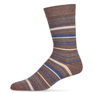 Men's Slick Stripes Luxuriously Soft Cashmere Blend Crew Socks - 1 of 4