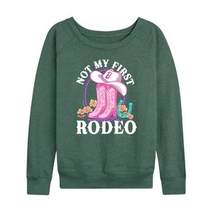 Women's - Barbie - Not My First Rodeo Lightweight French Terry Wide Neck Long Sleeve Shirt - 1 of 4