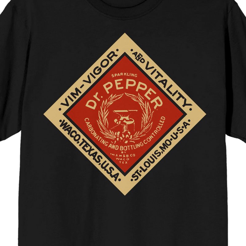 Dr. Pepper Vintage Diamond Logo Crew Neck Short Sleeve Black Men's T-shirt, 2 of 4
