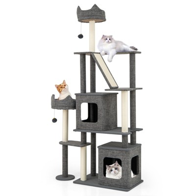Tangkula 71" Tall Cat Tree for Indoor Cats Modern Multi-Level Cat Tower Activity Center