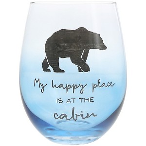 Pavilion Gift Company - Happy Place - 18 oz Stemless Wine Glass - Drinkware - 1 of 4