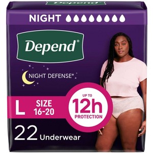 Depend Night Defense Adult Incontinence Underwear for Women - Overnight Absorbency - Blush - 1 of 4