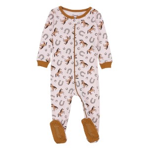 Leveret Kids Cotton Footed Pajamas - Animal Prints - 1 of 3