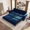 Whisen 93.7" Chesterfield Sleeper Sofa Bed, 3-in-1 King  Pull-Out Sofa Bed, Faux Leather Couch with Nailhead Trim & Rolled Arm - 3 of 4