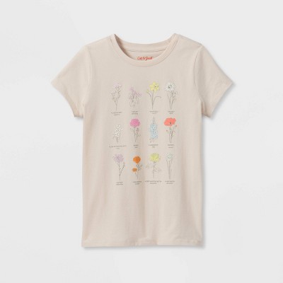 Girls' 'Birth Flowers' Short Sleeve Graphic T-Shirt - Cat & Jack™ Light Peach