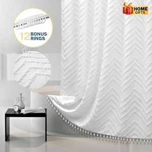 LunaLulinlk White Extra Long Shower Curtains - 1 of 4