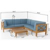 Sapphtopaz Mid-Century Modern 4-Piece Outdoor Patio Sofa Set, Modular Sectional Sofa with Coffee Table, Acacia Wood Outdoor Sofa Set with X-BACK - 2 of 4