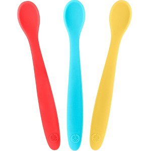 WeeSprout Silicone Baby Spoons, First Stage Infant Feeding Utensils With Soft-Tip, Set of 3 - 1 of 4