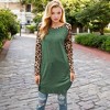 Anna-Kaci Women's Long Sleeve Pullover Shirt with Leopard Print Contrast Panels and Crew Neck - 4 of 4