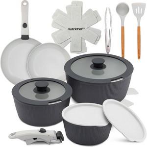 NutriChef 18-Piece Stylish Kitchen Cookware Set - 1 of 4