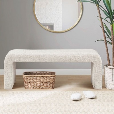 CAVINAS Storage Bench Ottoman with Storage Upholstered Boucle Waterfall Bench
