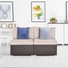 Tangkula 2PCS Patio Sectional Armless Sofas Outdoor Rattan Furniture Set w/ Cushions - 3 of 4