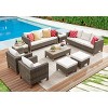 9 Piece Patio Conversation Sets with Cushions and Coffee Table - 2 of 4